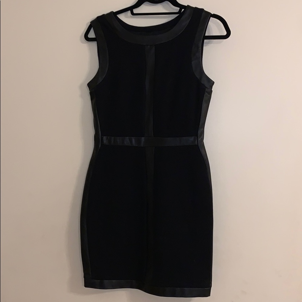 Bailey 44 Black Sleeveless Knit and Leather Dress
